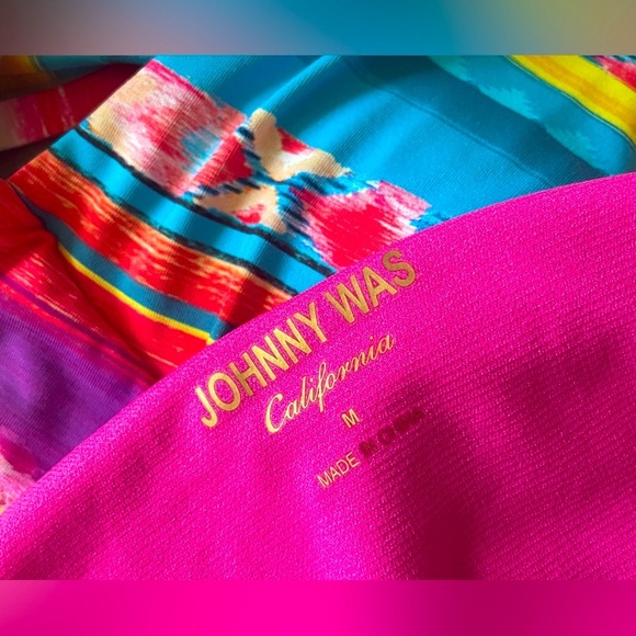 Johnny Was Striped Bathing Suit Back Tie Top & Hipster Bottoms Swim Set sz L & M - Picture 6 of 8